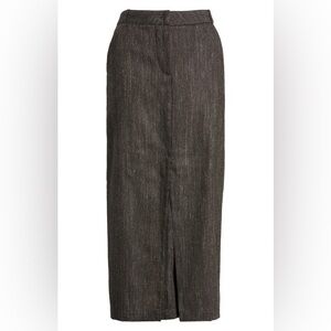 Sessùn Leith Wool Blend Midi Pencil Skirt Slit Brown Size 36 (approx. US 4)